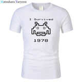 I Survived 1978 Men Tops Tees Gaming T Shirts video game Space Invaders space alien geek nerd pop culture atari Novel t137