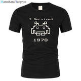 I Survived 1978 Men Tops Tees Gaming T Shirts video game Space Invaders space alien geek nerd pop culture atari Novel t137