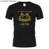 I Survived 1978 Men Tops Tees Gaming T Shirts video game Space Invaders space alien geek nerd pop culture atari Novel t137